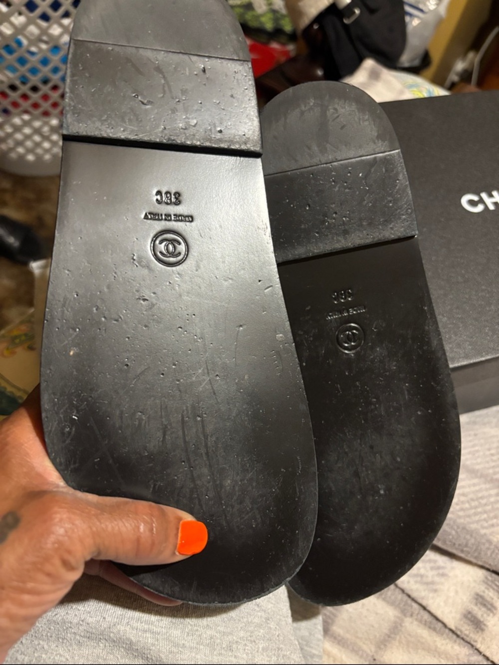 CHANEL Black Quilted Leather Sandals with Gold CC Hardware bought new wore once - Picture 4 of 4